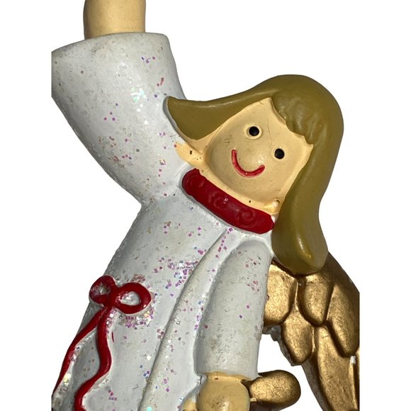 Vintage Resin Glitter Whimsical Angel Pin Brooch - Picture 2 of 8